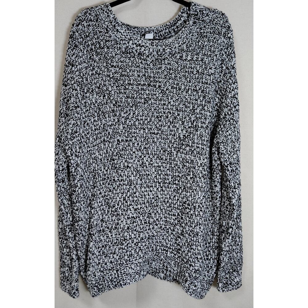 H&M Eur Knit Sweater Black White Solid Long Sleeve Women Size L